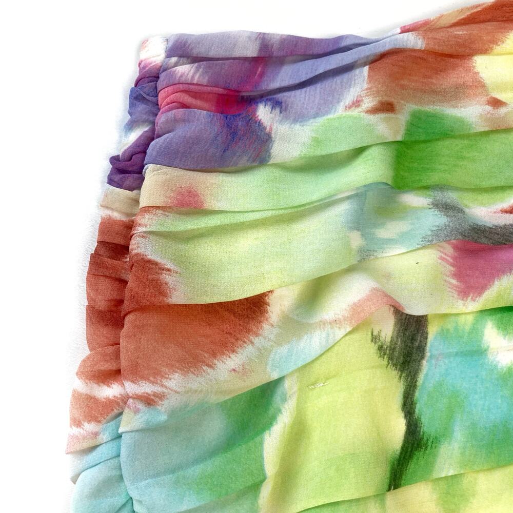 Zara Watercolor Ruffle Mini Skirt Y2K Pastel Floral Bodycon Summer Vacation NEW - Picture 7 of 15